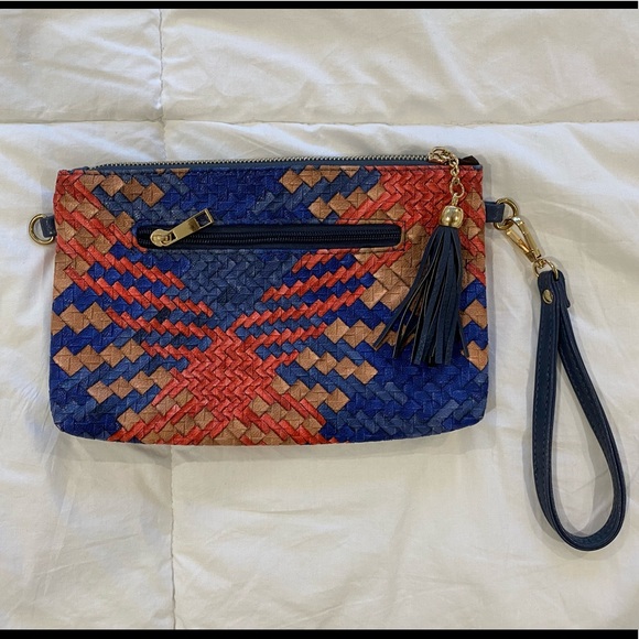 Mellow World Multicolored Crosshatch Clutch Bag Like New - Picture 1 of 5